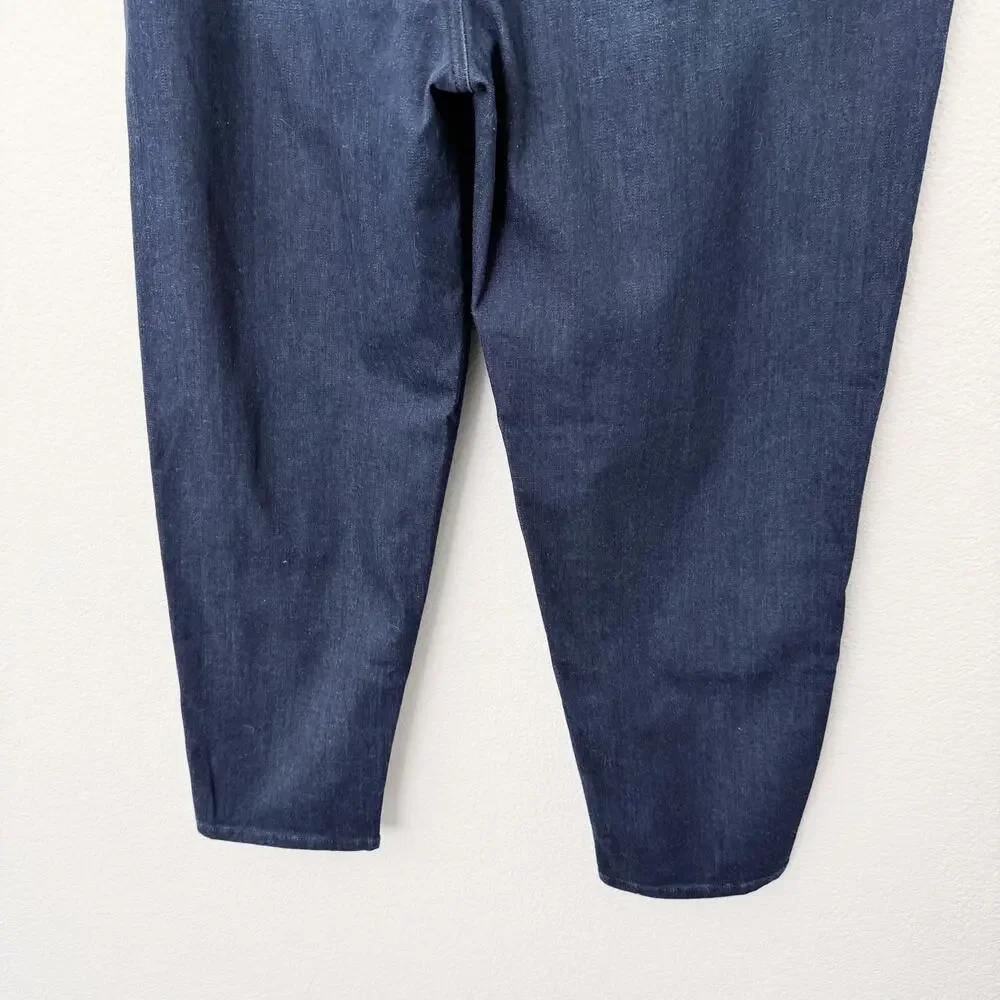 [Eileen Fisher] Dark Wash High Rise Organic Cotton Denim Tapered Fit Jeans Sz 14